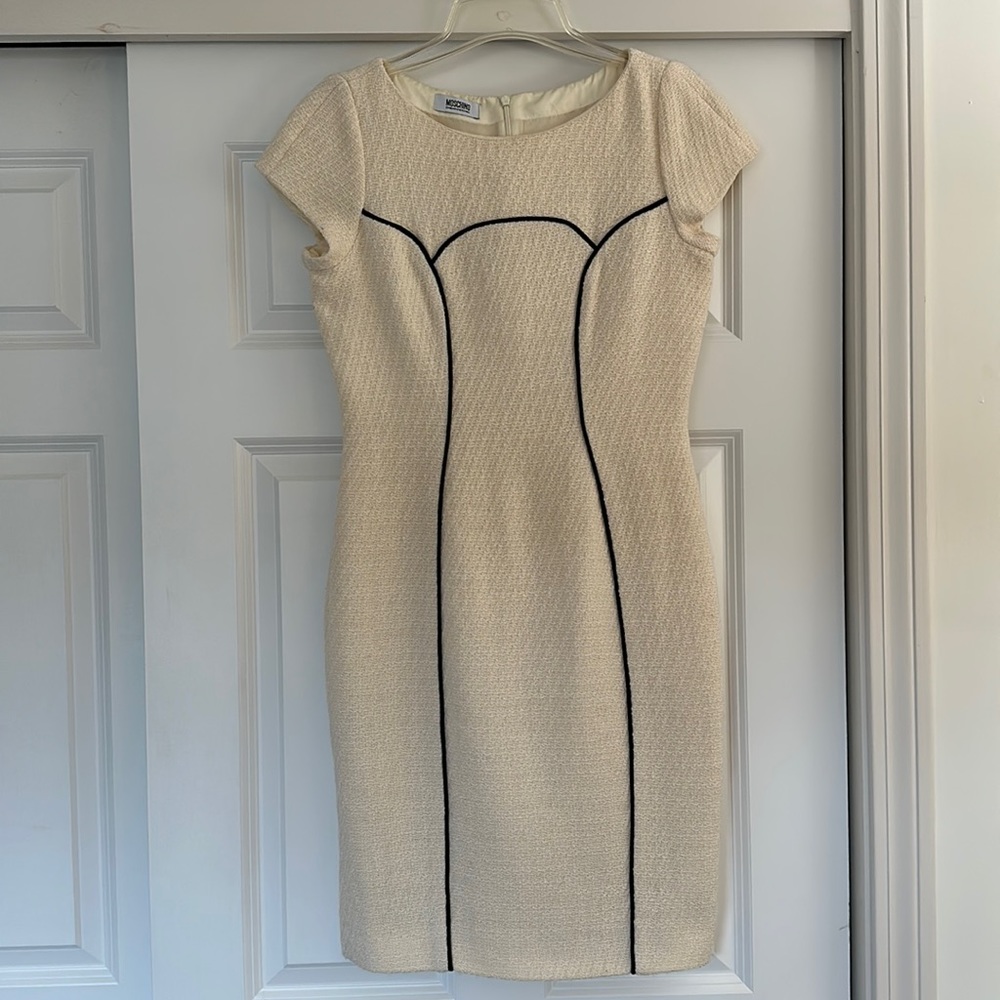 EUC Moschino Cheap and Chic cream dress with black piping
